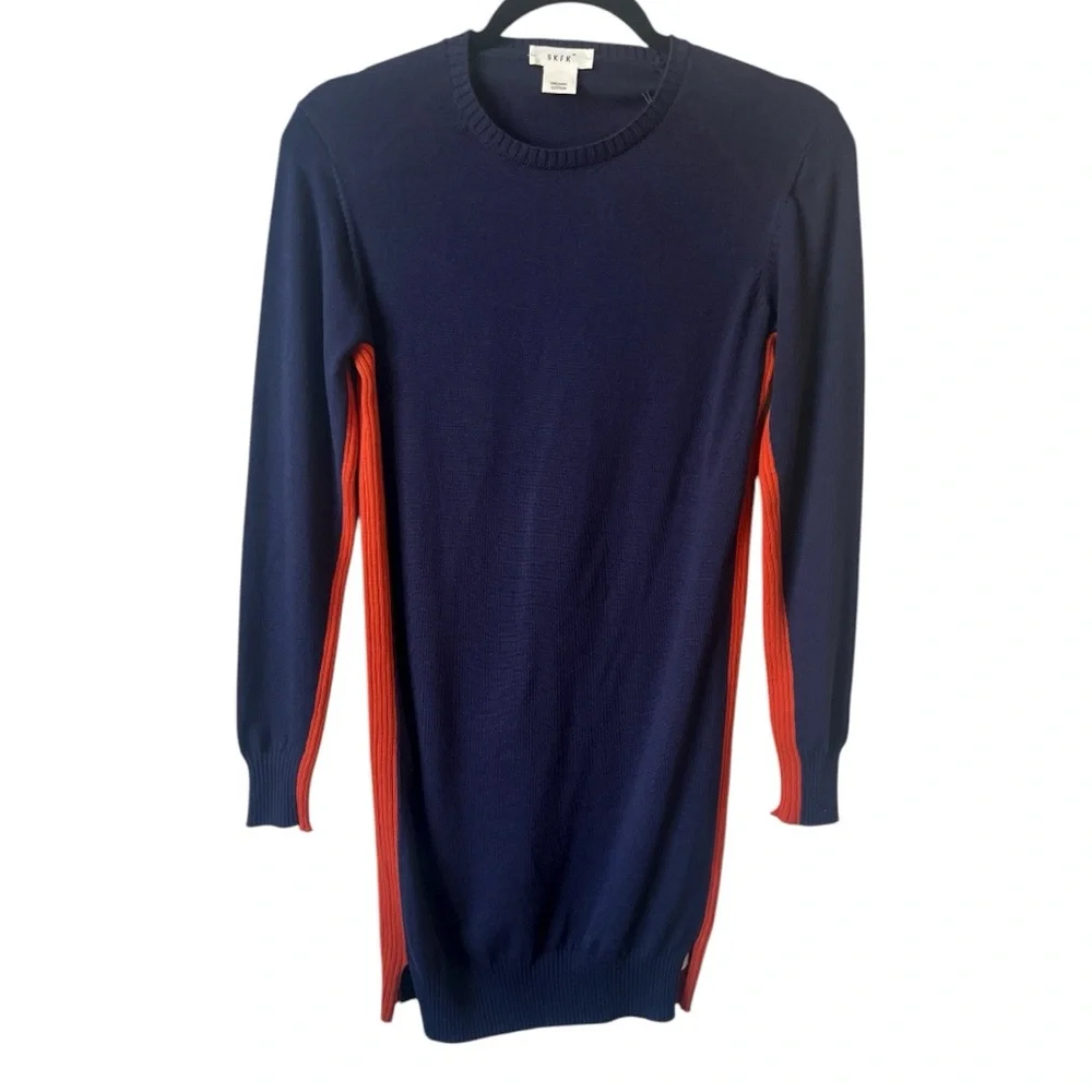 NWT SKFK Domeka Navy Organic Cotton Colorblock Sweater Dress Size 14